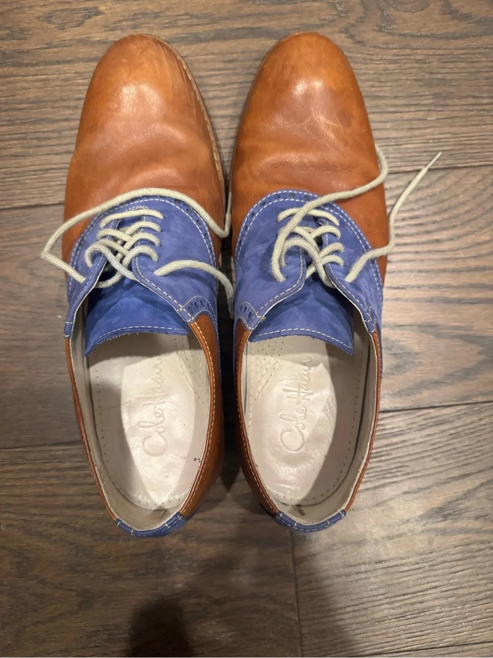 Cole Haan Brown Leather and Blue Suede Derby Oxfords size 9 men